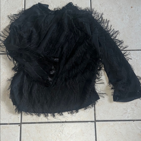 Black Cocktail Skirt with Feathered Texture - Picture 2 of 7